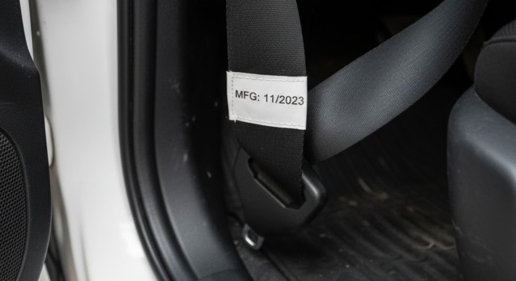 Etiqueta de cinturón de seguridad revisada para detectar daños ocultos en coche usado